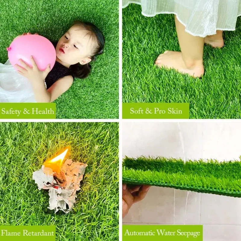 Indoor Outdoor Garden Pet Synthetic Grass Carpet with Drainage Holes